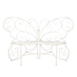 White Butterfly Garden Bench