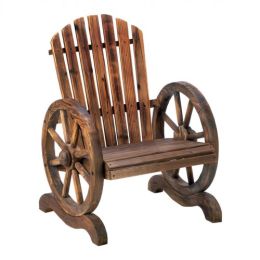 Old Country Wood Wagon Wheel Chair