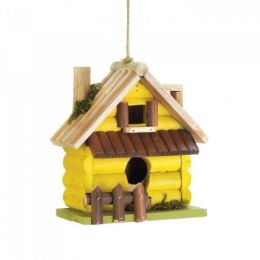 Yellow Log Home Birdhouse