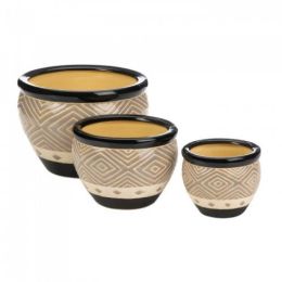 Modern Black Trim Planter Trio