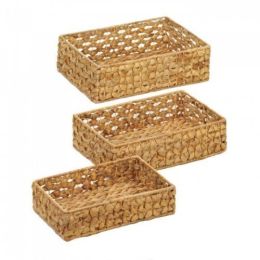 Wicker Basket Tray Set