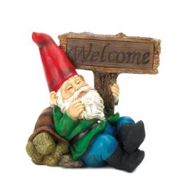 Welcome Gnome Solar Light Statue