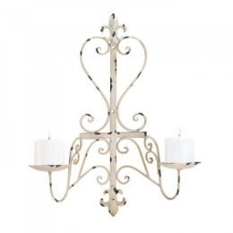 Antiqued Fleur De Lis Candle Sconce