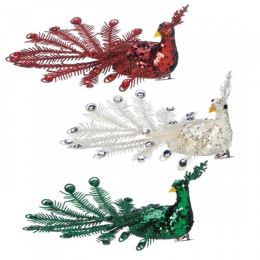 Festive Peacock Ornament Set