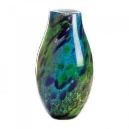 Peacock Inspired Art Glass Vase