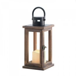 Lodge Wooden Lantern With Led Candle