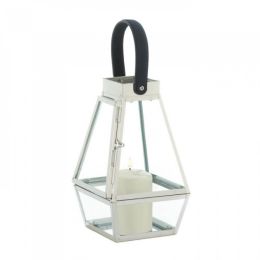 Faceted Faux Leather Strap Lantern