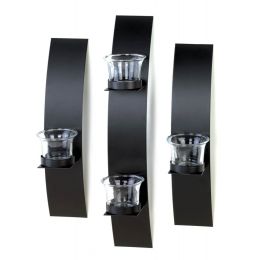 Black Wall Candleholder Set