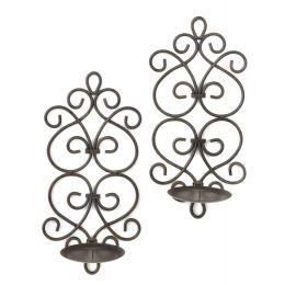 Black Iron Scrollwork Candle Wall Sconces