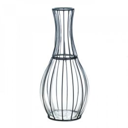 Tall Glass And Metal Vase