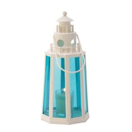 Blue And White Lighthouse Candle Lantern 10015217