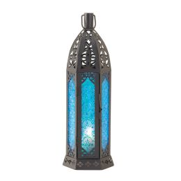 Tall Vibrant Blue Candle Lantern 10015245
