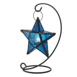 Blue Glass Star Lantern Stand 10001138