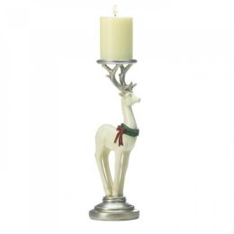 Large White Reindeer Candleholder