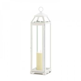 Tall Country White Open Top Lantern