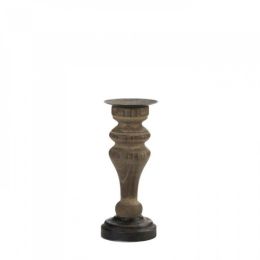 Antique-style Wooden Column Candleholder