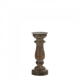 Short Antique-style Wooden Candleholder