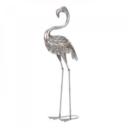 Standing Tall Galvanized Flamingo Statue