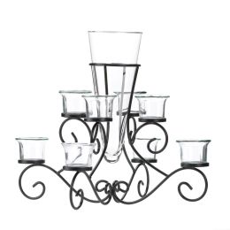 Stunning Scrollwork Candle Centerpiece With Vase