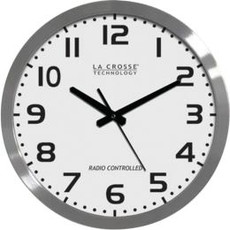 La Crosse Technology WT-3161WH 16 Brushed-Metal Atomic Wall Clock
