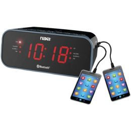 Naxa NRC-182 Bluetooth Dual Alarm Clock Radio with 2 USB Charge Ports