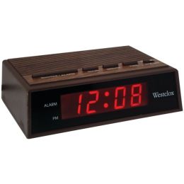 Westclox 22690 .6 Retro Wood Grain LED Alarm Clock
