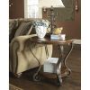 Accent End Table Nightstand in Brown Wood with Scrolling Metal Legs