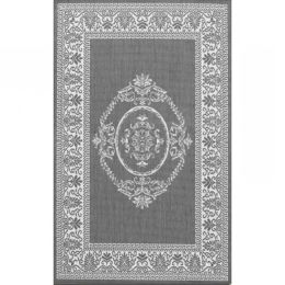 5'10 x 9'2 Grey White Medallion Indoor Outdoor Area Rug