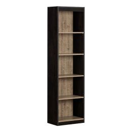 Modern 69-inch Tall Skinny 5-Shelf Bookcase in Black Wood Finish