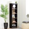 Modern 69-inch Tall Skinny 5-Shelf Bookcase in Black Wood Finish
