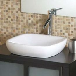 Modern Classic Style Semi- Recessed Square White Ceramic Vessel Bathroom Sink