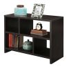 Modern 2-Shelf Bookcase Console Table in Espresso Black Wood Finish