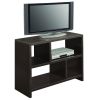 Modern 2-Shelf Bookcase Console Table in Espresso Black Wood Finish