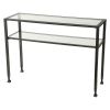 Black Metal Frame Sofa Table with Clear Tempered-Glass Top Shelves