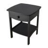 Black 1-Drawer Bedroom Nightstand Contemporary End Table