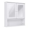Simple Bathroom Mirror Wall Cabinet in White Wood Finish 23 x 22 inch