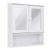 Simple Bathroom Mirror Wall Cabinet in White Wood Finish 23 x 22 inch