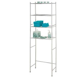 Bathroom Linen Tower Over the Toilet Shelving Unit in Chrome Metal Finish