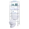 Bathroom Linen Tower Over the Toilet Shelving Unit in Chrome Metal Finish