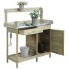 Natural Fir Wood Potting Bench with Stainless Steel Table Top
