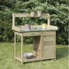 Natural Fir Wood Potting Bench with Stainless Steel Table Top