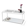 Modern Chrome Metal Coffee Table with 2 White Removable Trays