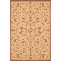 2' x 3'9 Floret Vines Leaves Floral Area Rug in Terracotta Natural