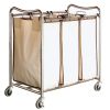 Heavy Duty Laundry Cart with 3 Cream Tan Hamper Bags and Lockable Wheels