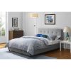 Queen size Grey Linen Upholstered Platform Bed with Button-Tufted Headboard