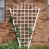 7.75 Ft Fan Shaped Garden Trellis with Pointed Finals in White Vinyl