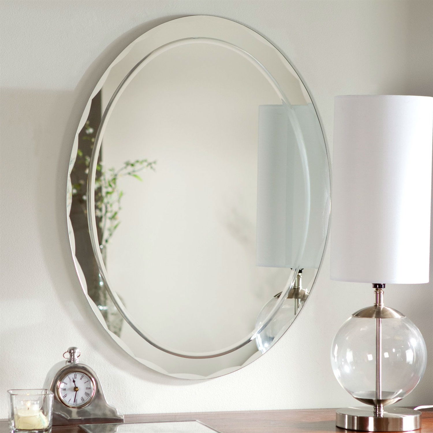 Oval Frameless Bathroom Vanity Wall Mirror with Beveled ...
