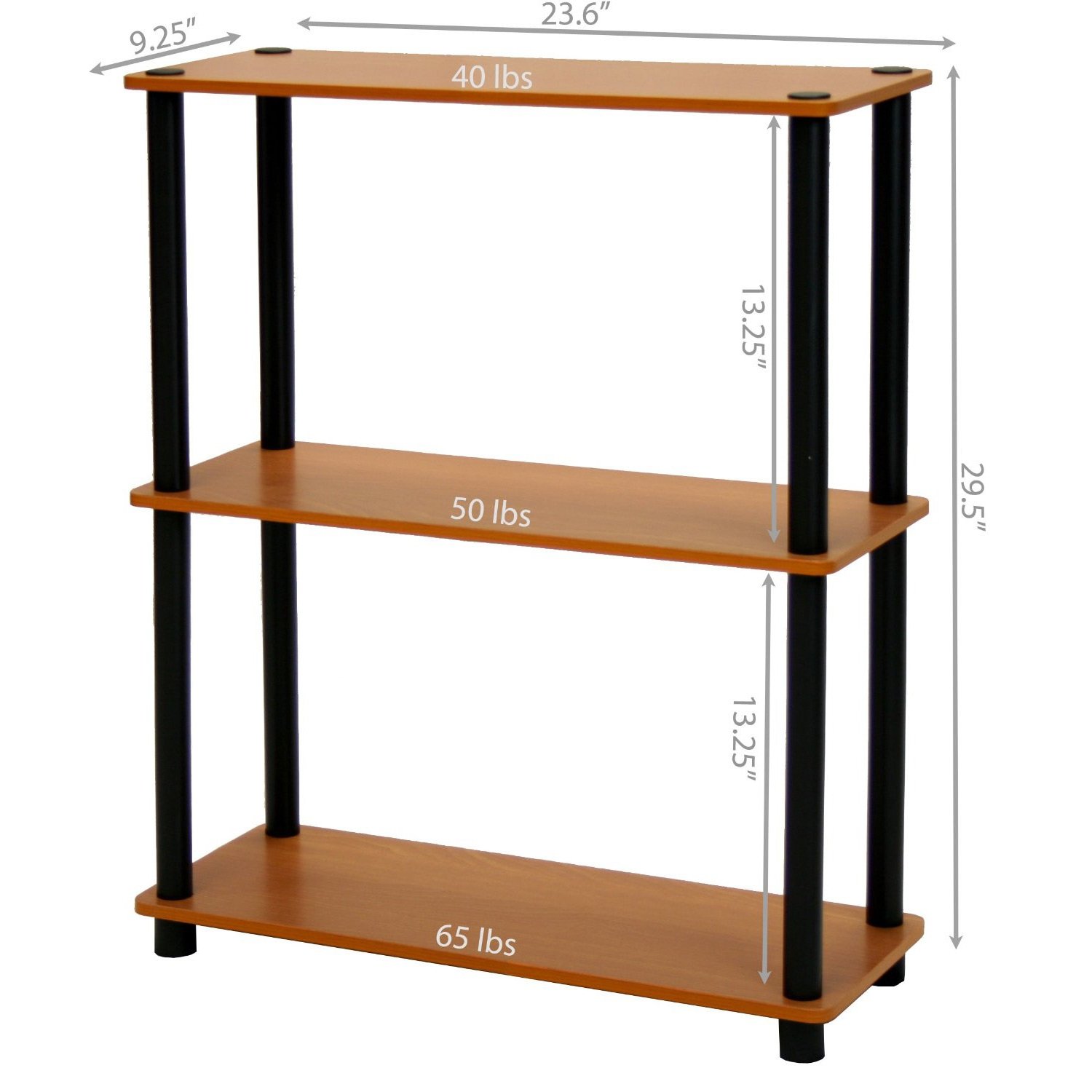 Light Cherry and Black Finish 3Tier Bookcase
