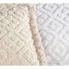 Full size Beige Chenille Cotton Bedspread with Fringe Edges