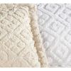 Full size Beige Chenille Cotton Bedspread with Fringe Edges